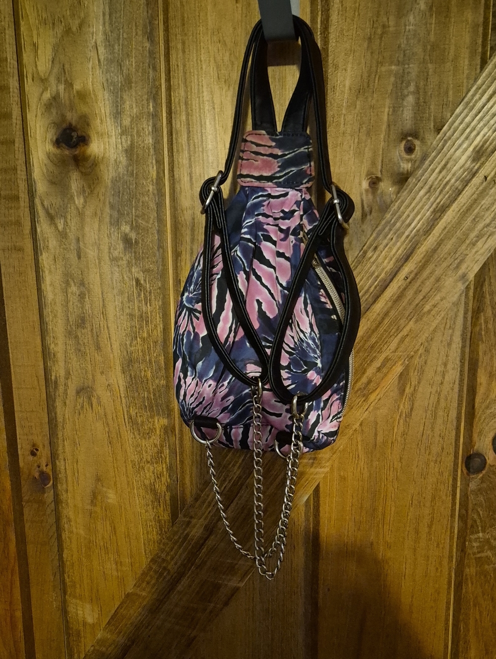 Stylish Floral Pink and Navy Mini Backpack